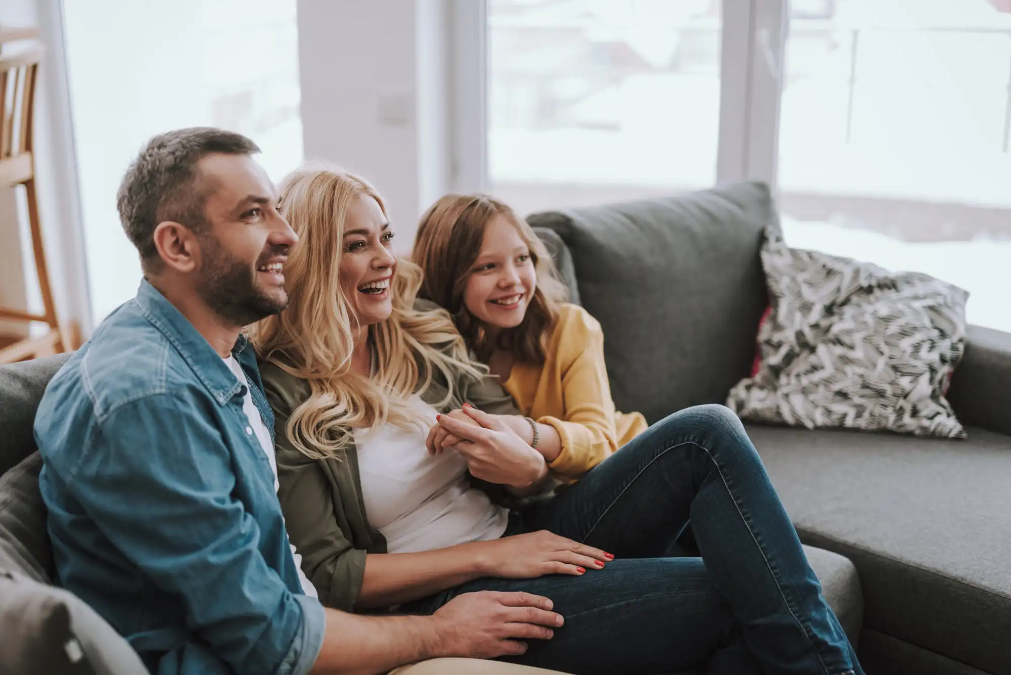 Family watching TV